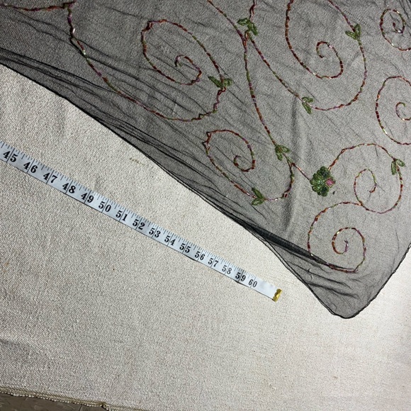 MaggiB Sheer Beaded Floral Paisley Scarf - Picture 2 of 9